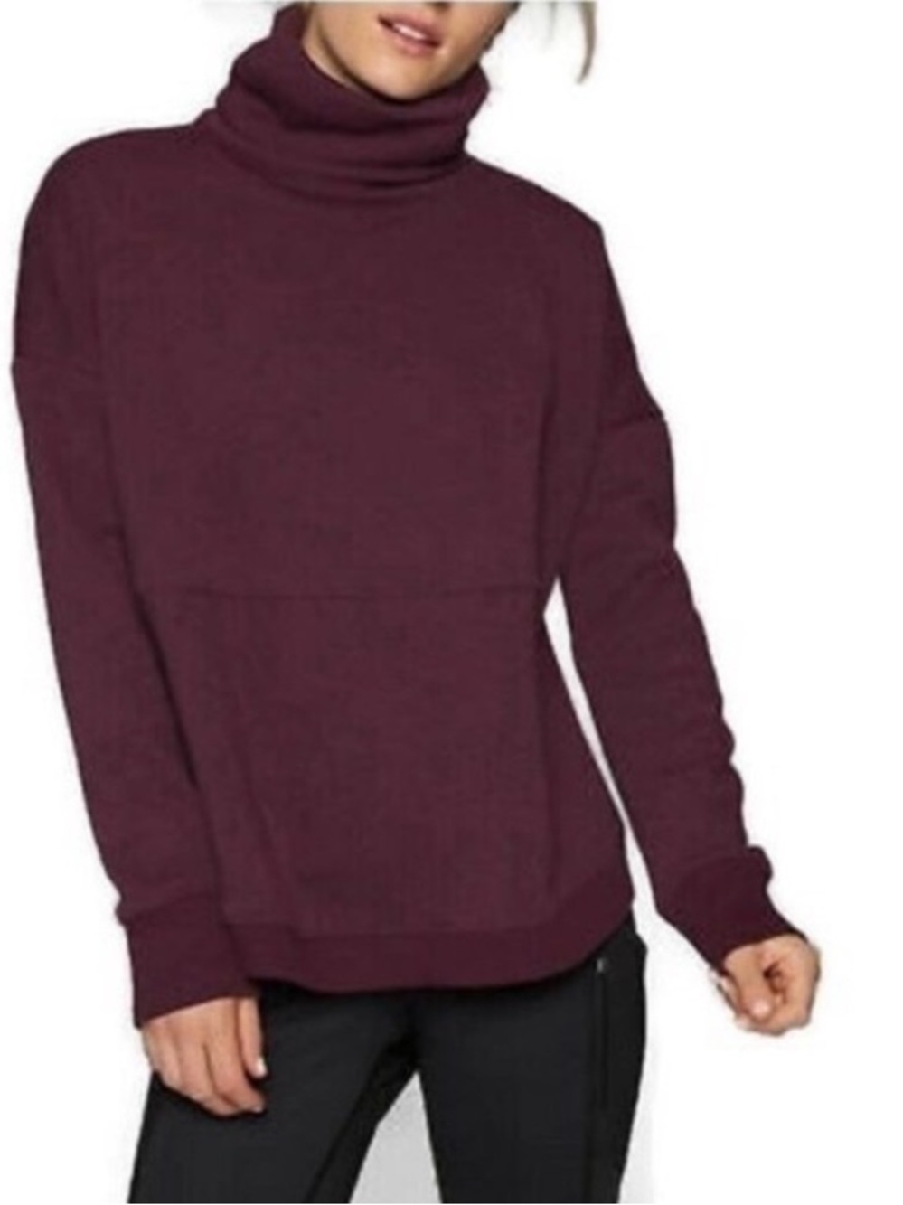 Athleta Cozy Karma Funnel Neck Sweatshirt in Plum Purple Size XS